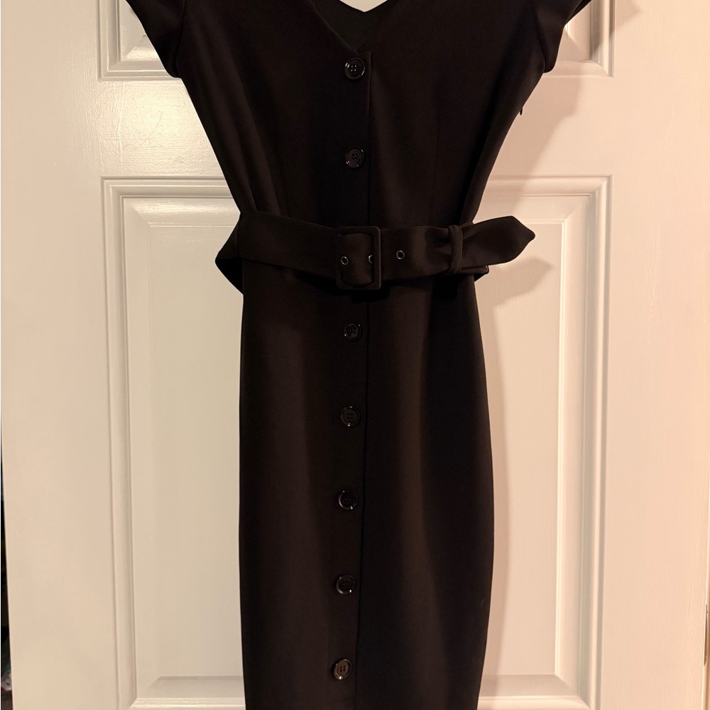 Express Black Midi Dress with Belt